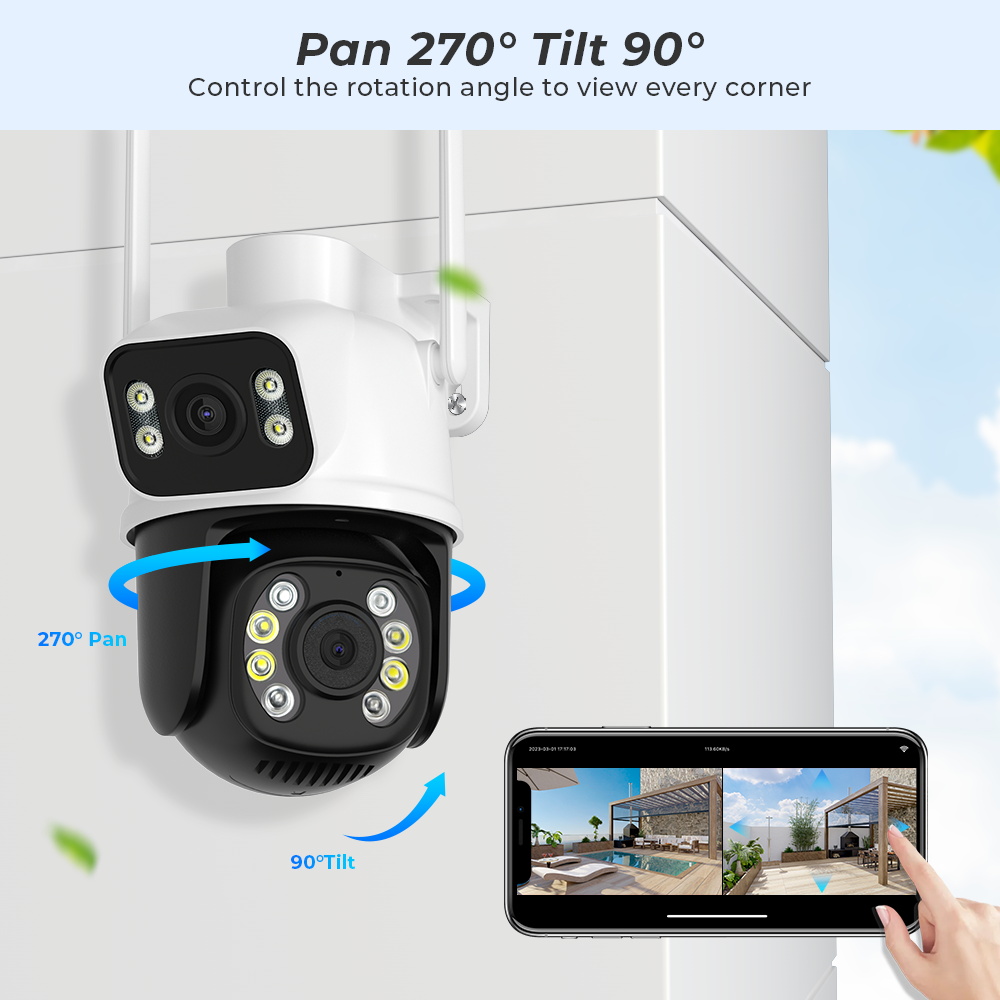 ZRE AECMR BESDER 8MP PTZ Wifi Camera Outdoor Night Vision Dual Screen