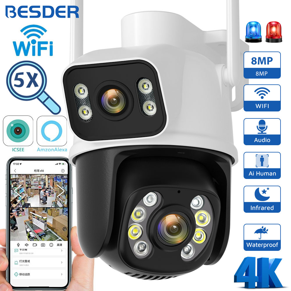 Zre Aecmr Besder Mp Ptz Wifi Camera Outdoor Night Vision Dual Screen