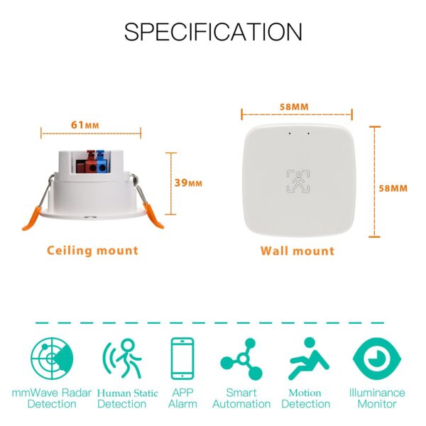 Zre Msncr Smart Life Zigbee Human Presence Detector Tuya Wifi Mmwave Radar Pir Montion Sensor